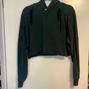 Good American Green Boxy Cropped Sweatshirt